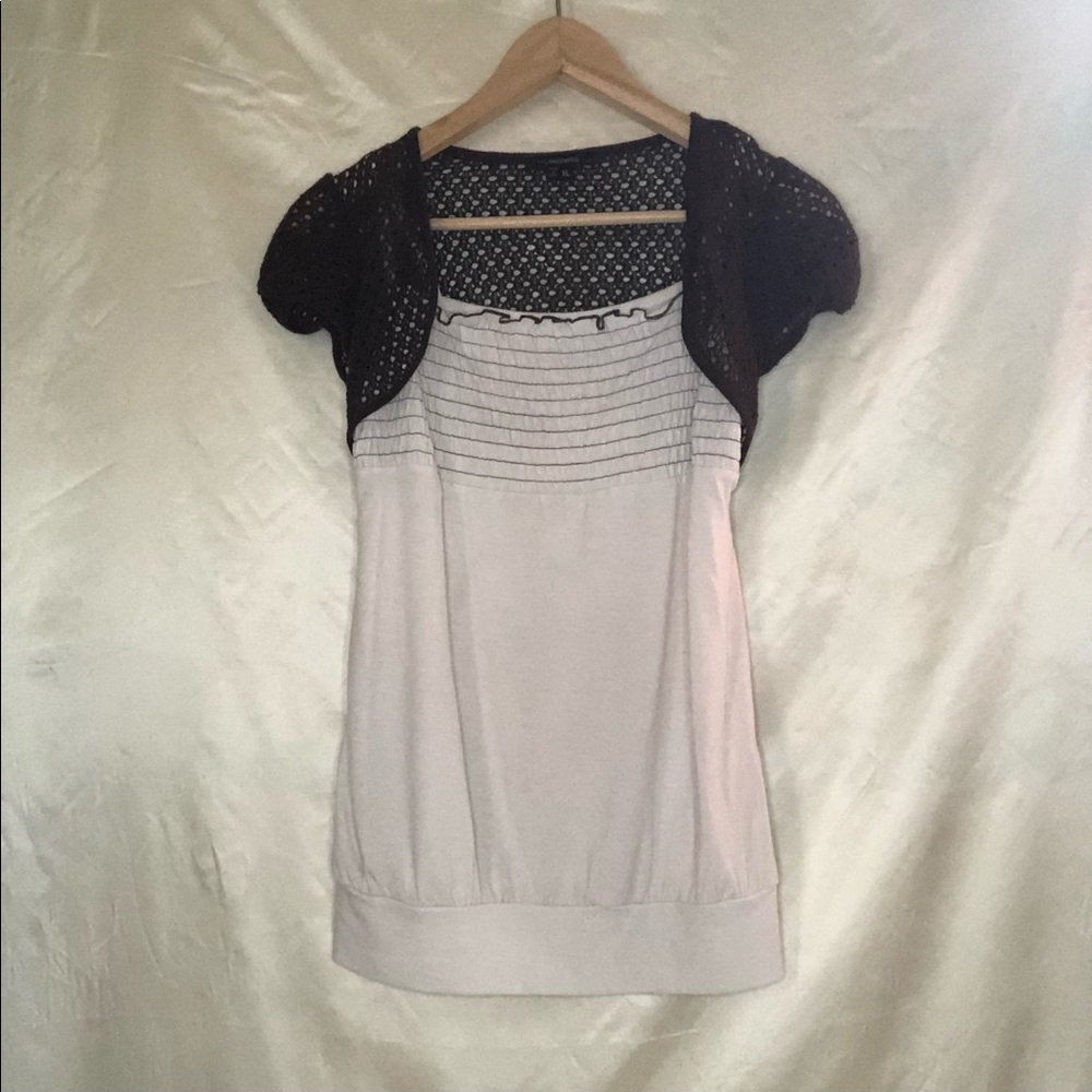 mymichelle cami & short sleeve open knit shrug